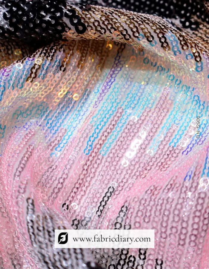 Multicolor Lining Sequin Fabric for Luxury Garments