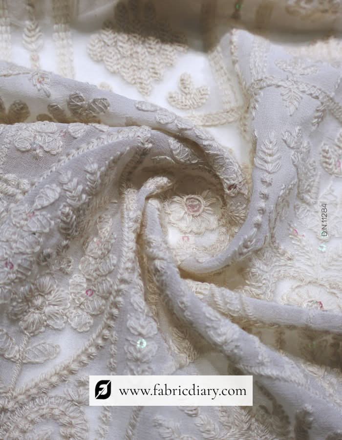 Luxury chikankari fabric for traditional outfits – online ethnic fabric exporter